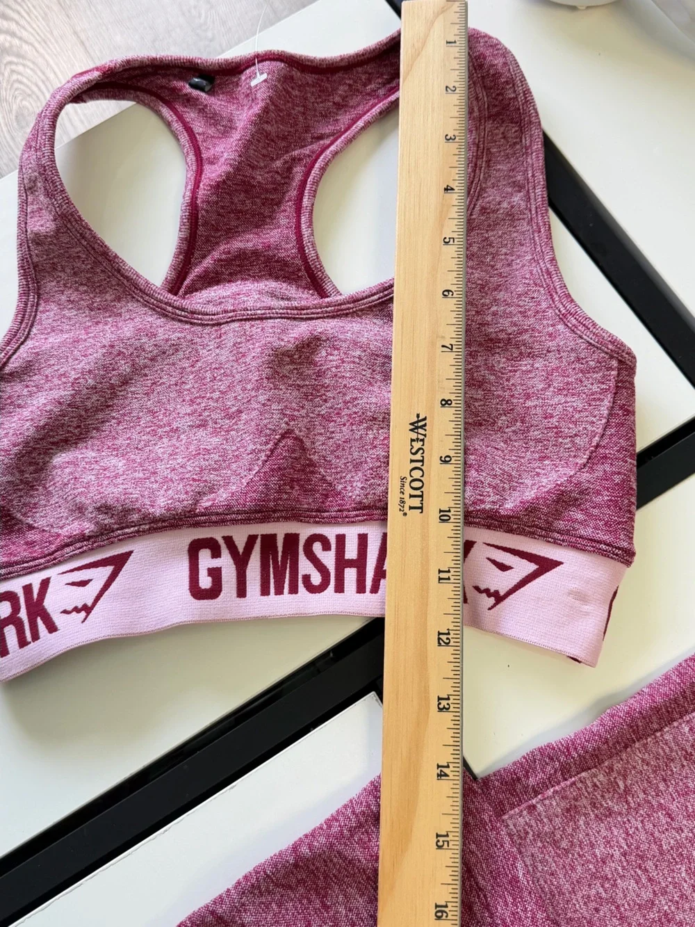 Gymshark Flex Heathered Maroon Sports Bra & Leggings Matching Set - Size Small